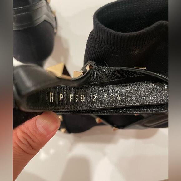 Valentino Garavani Black leather Rockstud Sock Ankle booties EU 39.5 - Picture 4 of 16